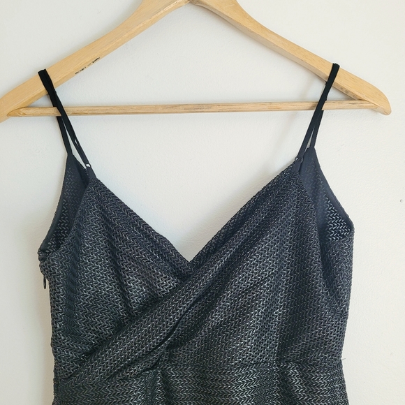 Little Black Faux Wrap Metallic Mini Dress - S - Picture 3 of 13
